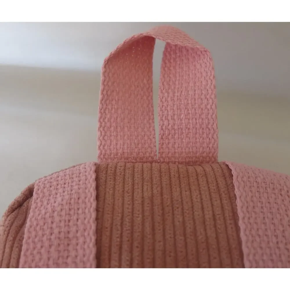 Mini Backpack NWT Purse Women Girls Corduroy Zipper Pink Casual School Everyday